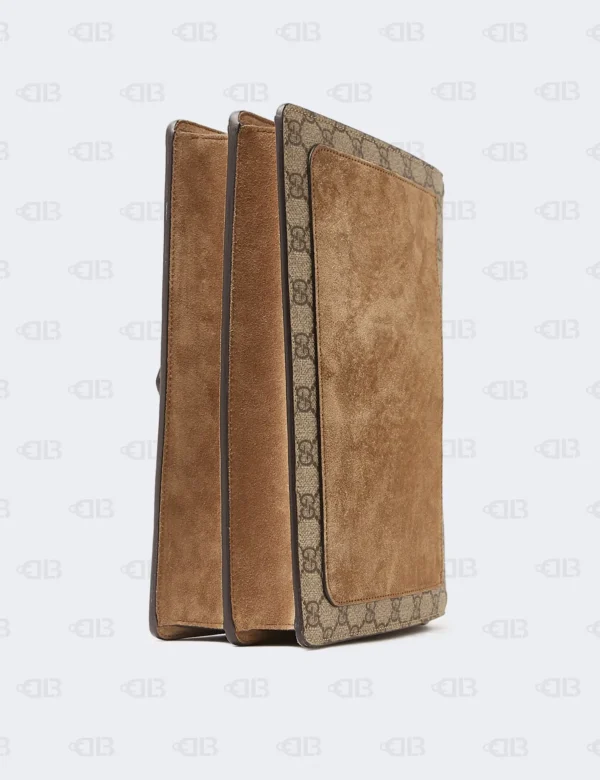 Gucci Beige GG Supreme Canvas And Suede Medium Dionysus Embellished Shoulder Bag