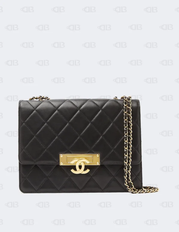 Chanel Black Quilted Leather Medium Golden Class Flap Bag