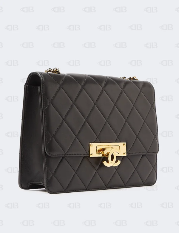 Chanel Black Quilted Leather Medium Golden Class Flap Bag