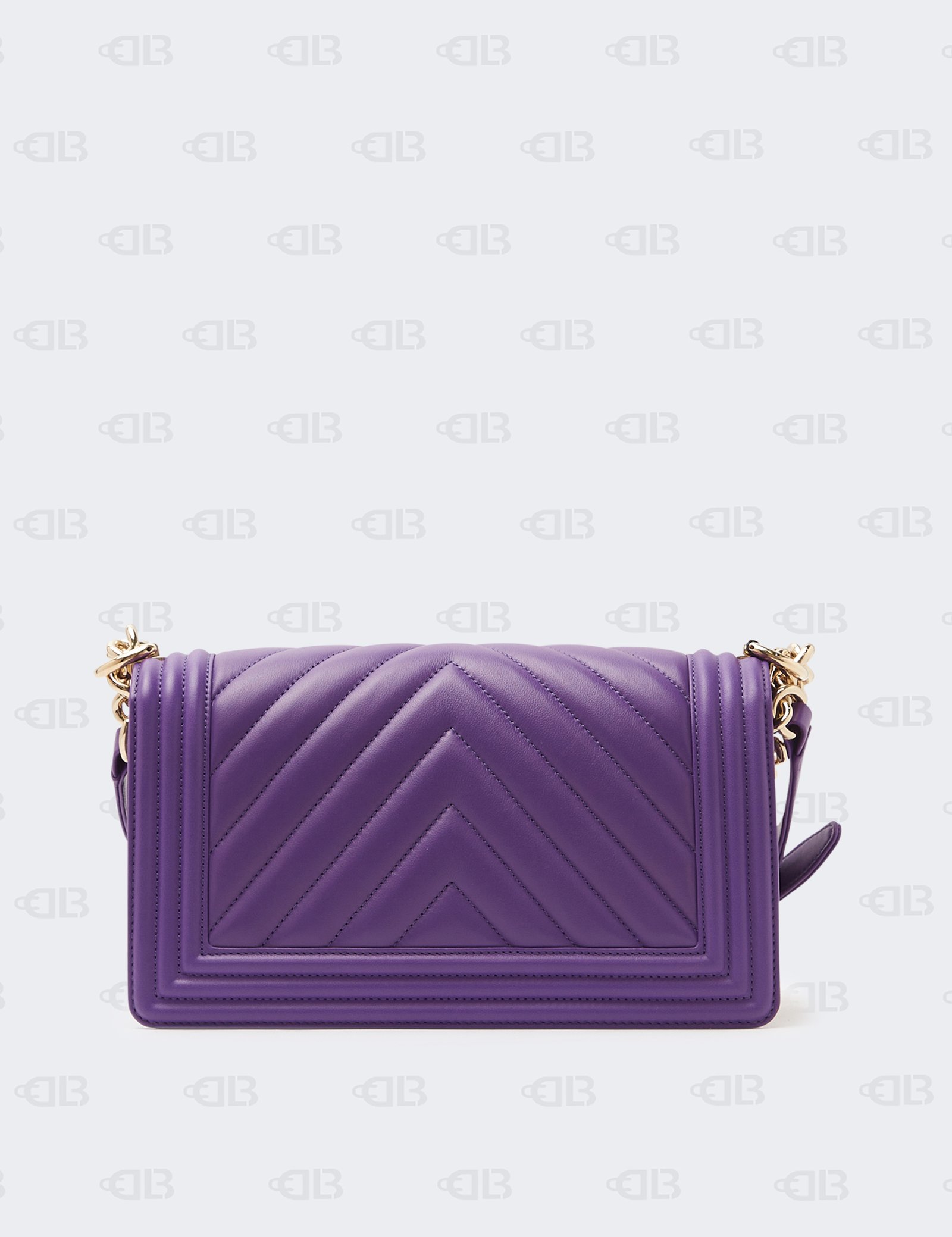 CHANEL Caviar Chevron Quilted Small Boy Flap Purple