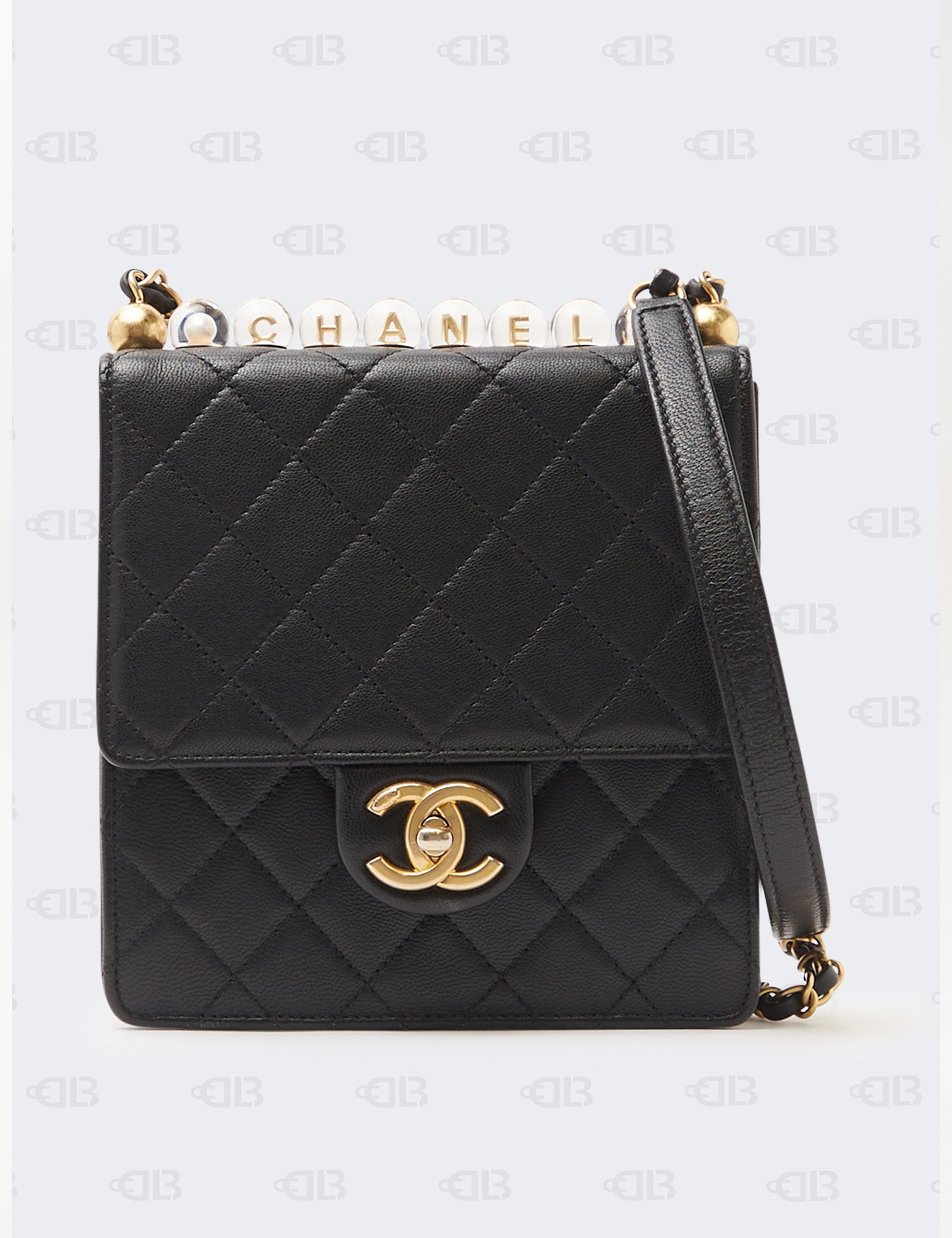 Chanel Black Lambskin Chic Pearls Flap