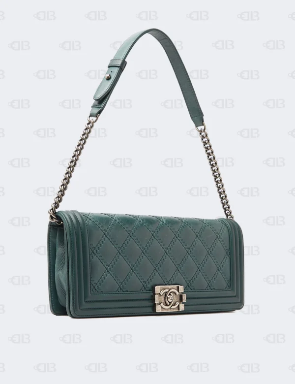 Chanel Teal Quilted Leather Medium Boy Flap Bag