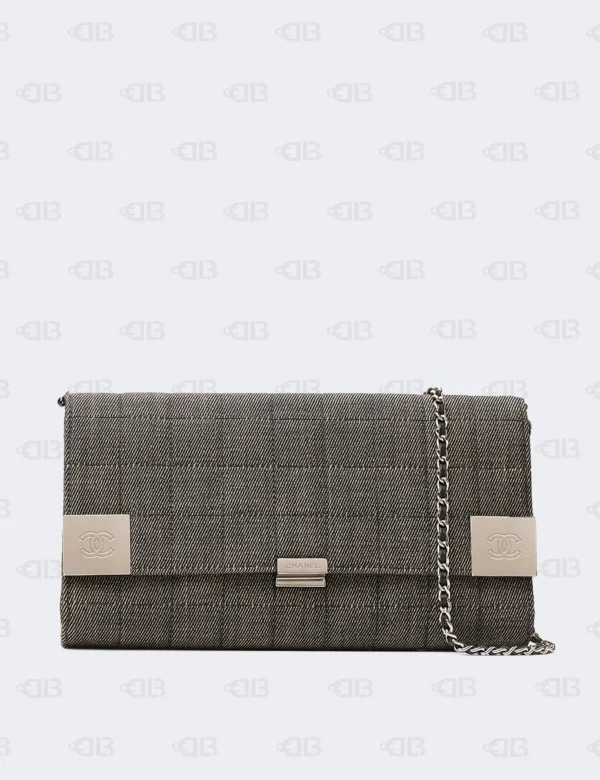 Chanel Grey Denim CC Choco Bar Chain Flap Shoulder Bag