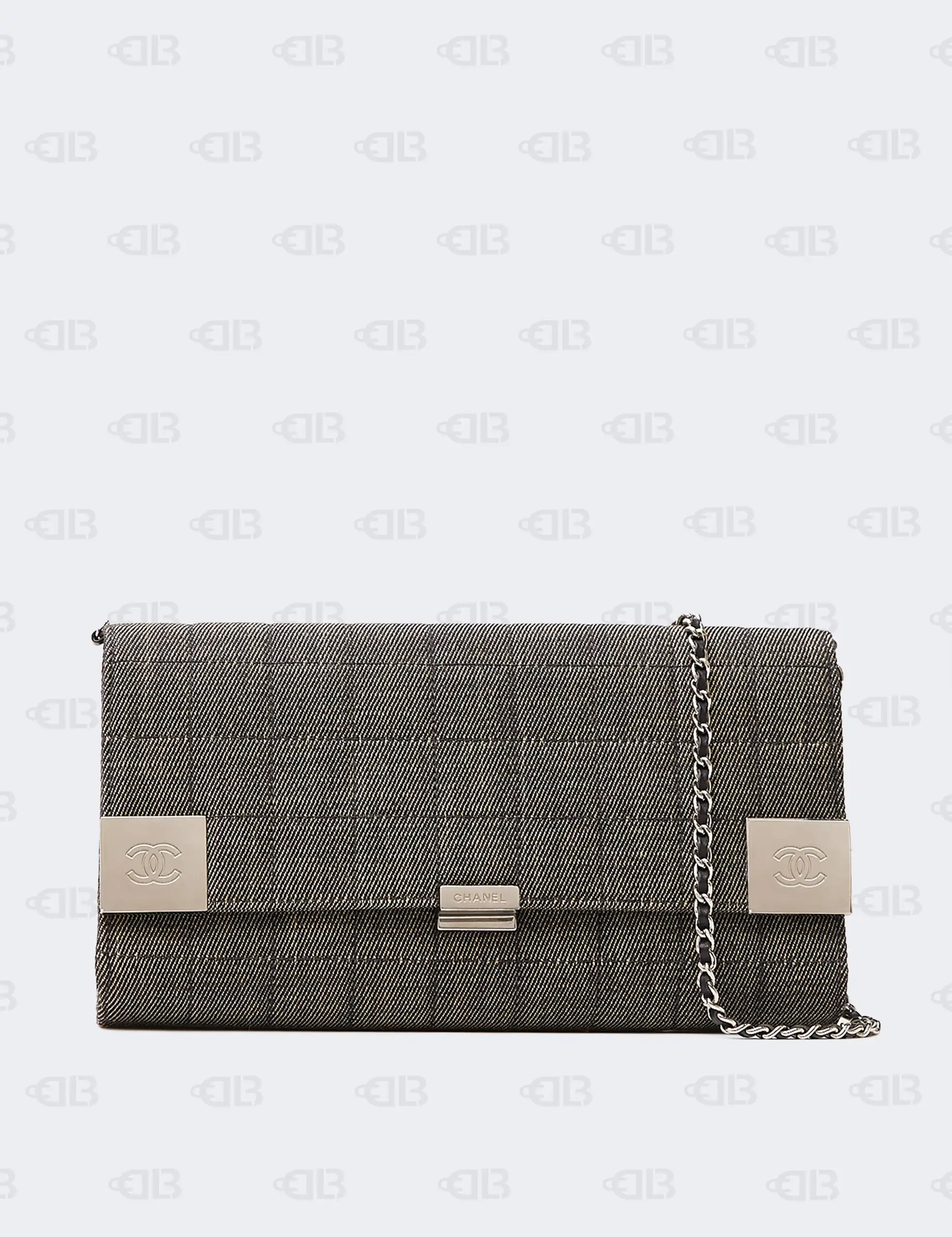 Chanel Grey Denim CC Choco Bar Chain Flap Shoulder Bag