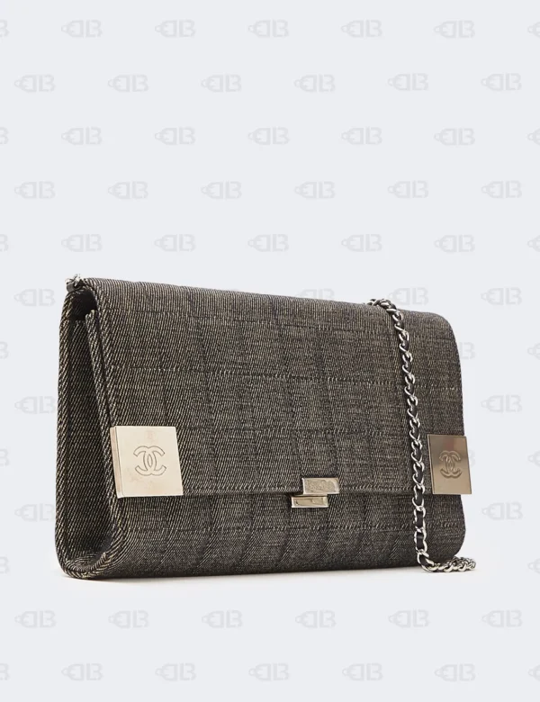 Chanel Grey Denim CC Choco Bar Chain Flap Shoulder Bag