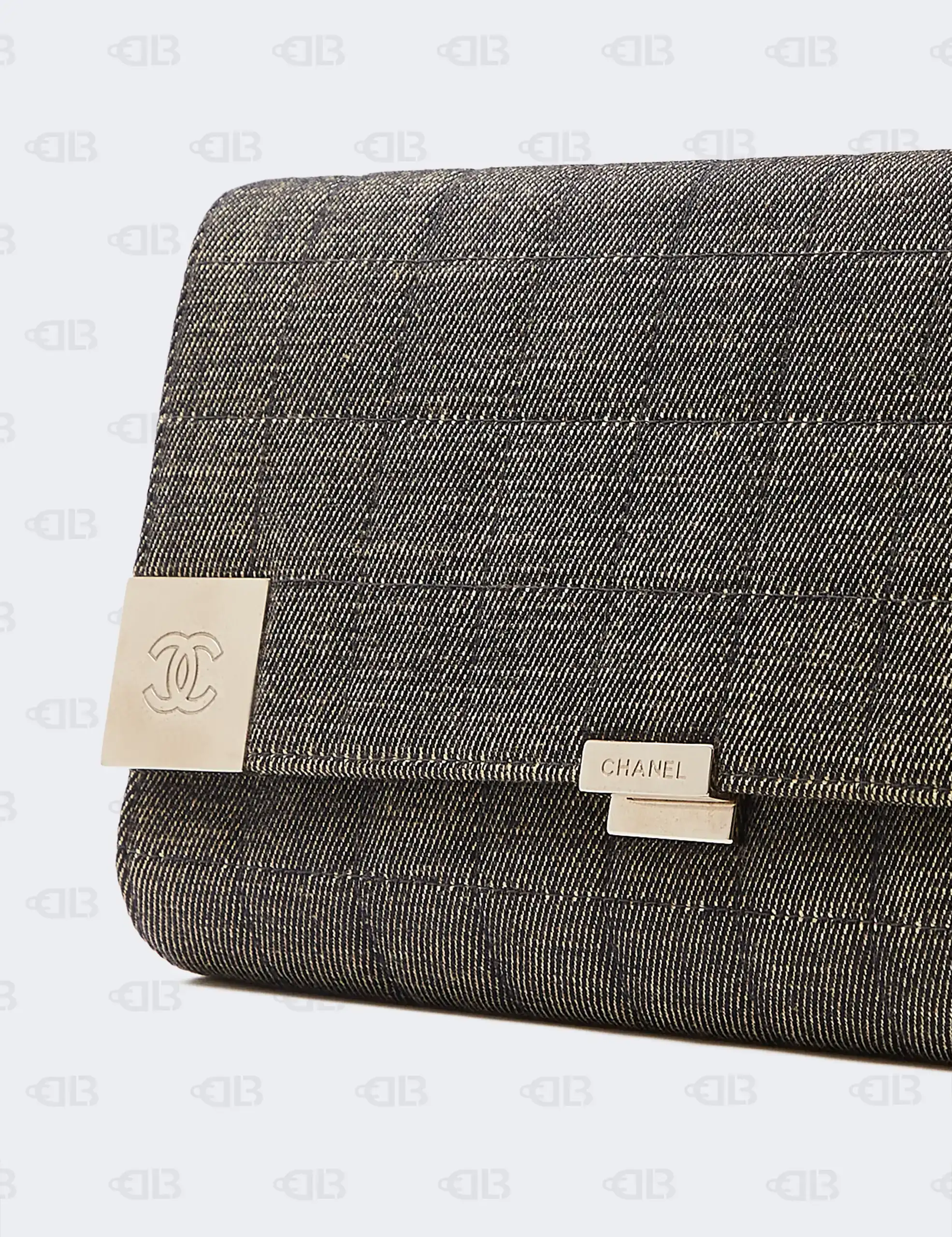 Chanel Grey Denim CC Choco Bar Chain Flap Shoulder Bag
