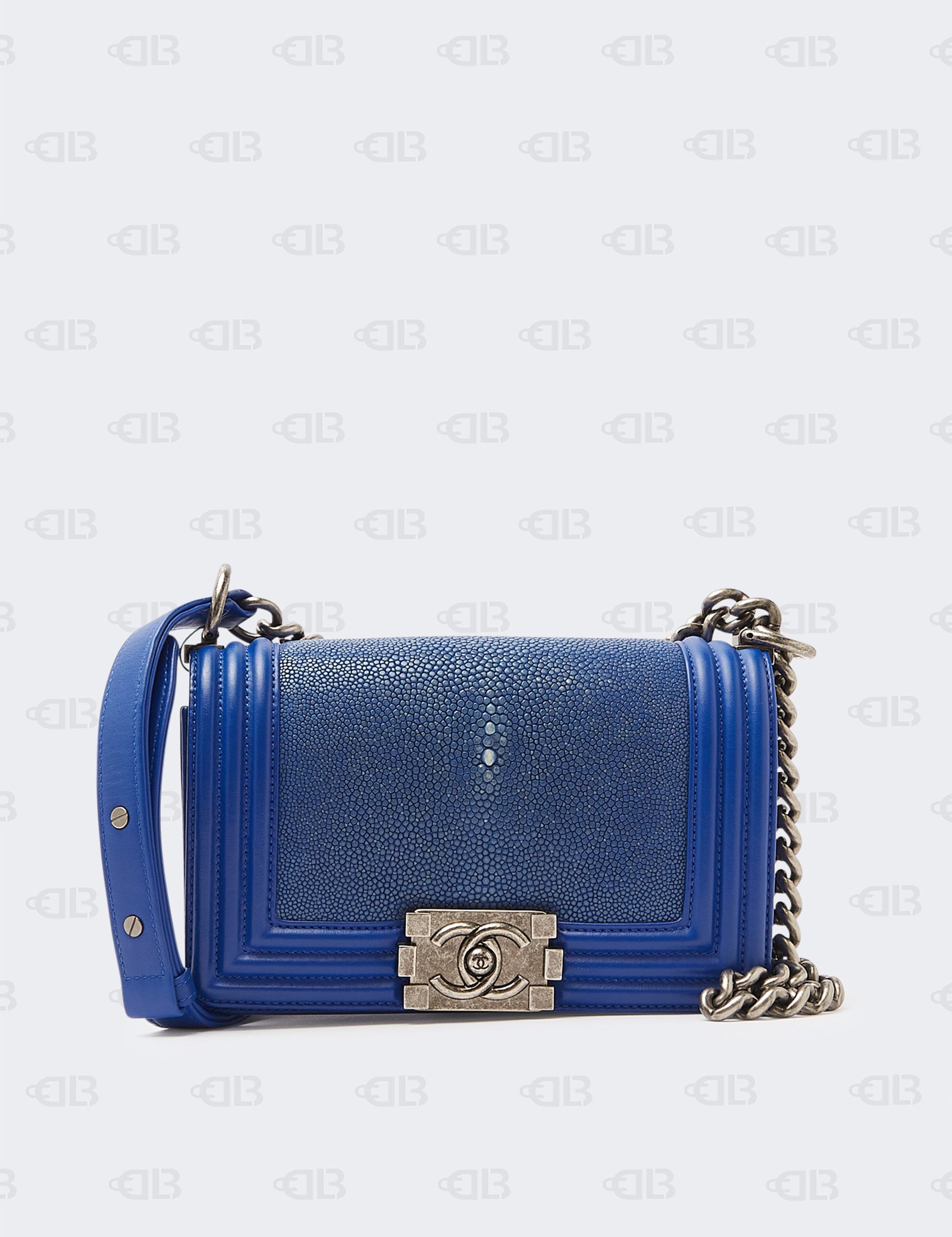 Chanel Boy Galuchat Chain Shoulder Bag Blue