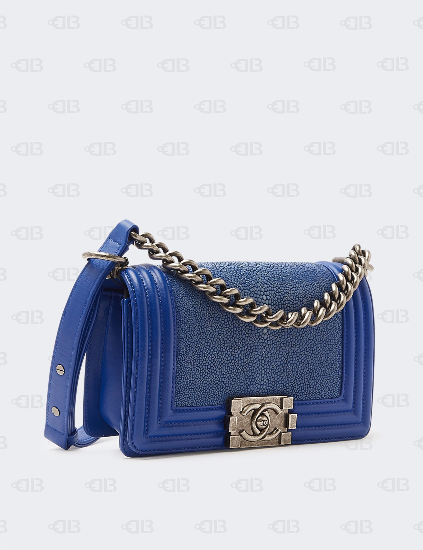 Chanel Boy Galuchat Chain Shoulder Bag Blue