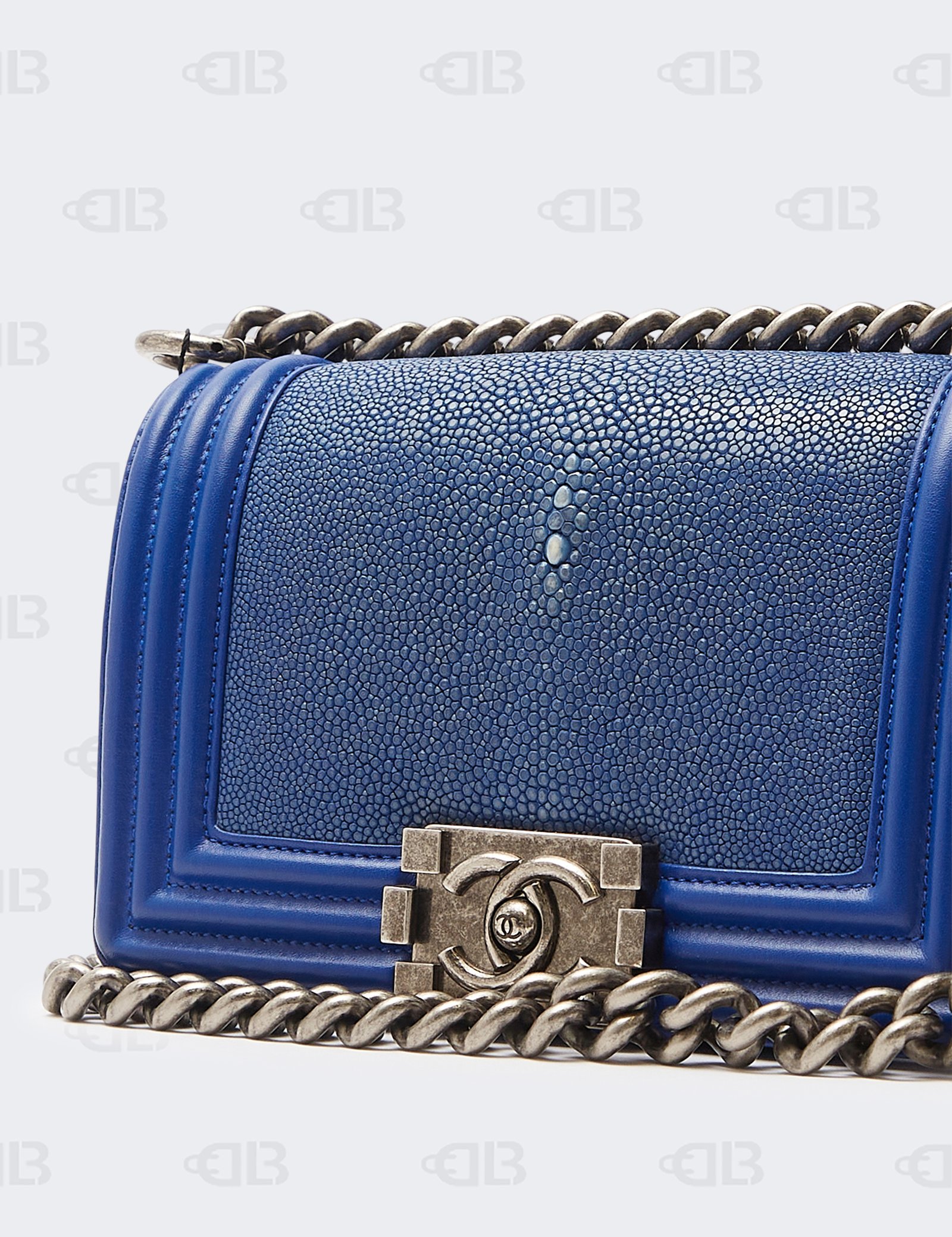 Chanel Boy Galuchat Chain Shoulder Bag Blue