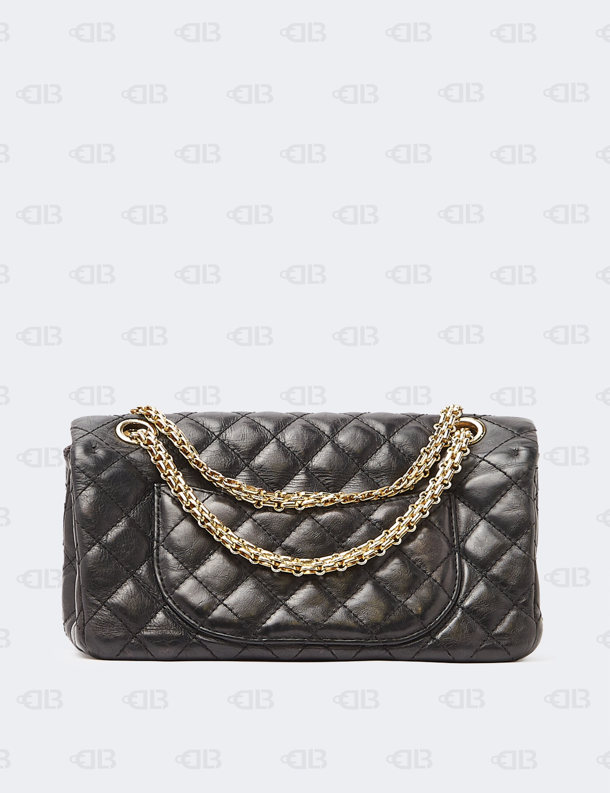 Chanel Black Quilted Aged Leather Reissue 2.55 Pearl Embellished Classic 225 Flap Bag