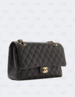Chanel Black Caviar Leather Classic Double Flap Medium Bag