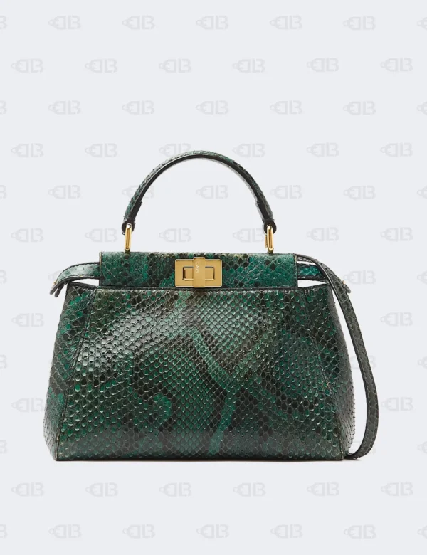 Fendi Green Python Mini Peek-a-Boo Crossbody Bag
