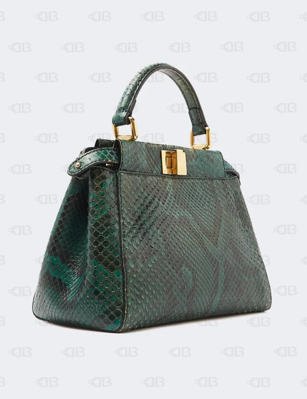 Fendi Green Python Mini Peek-a-Boo Crossbody Bag