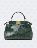 Fendi Green Python Mini Peek-a-Boo Crossbody Bag