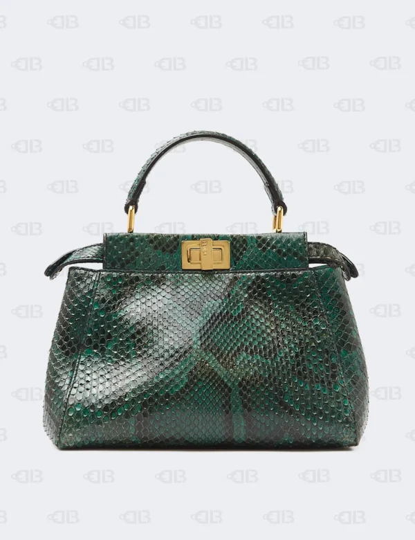 Fendi Green Python Mini Peek-a-Boo Crossbody Bag