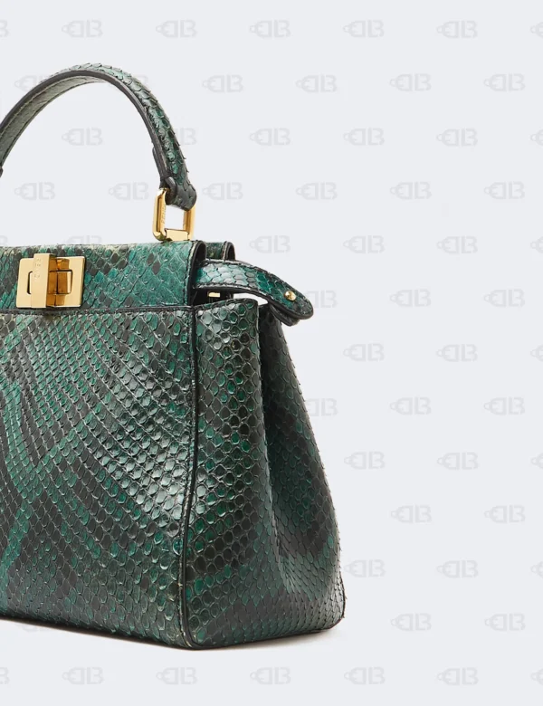Fendi Green Python Mini Peek-a-Boo Crossbody Bag