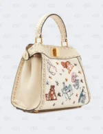 Fendi Canvas Cuoio Romano Selleria Astrology Mini Peekaboo Iconic Satchel Camelia