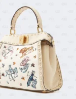 Fendi Canvas Cuoio Romano Selleria Astrology Mini Peekaboo Iconic Satchel Camelia