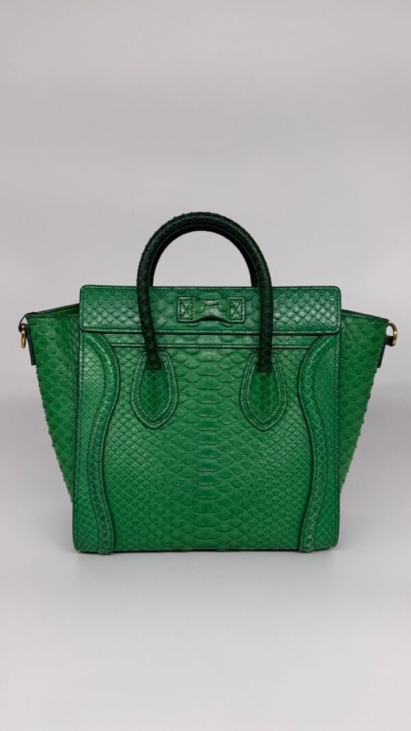 Celine Green Python Nano Luggage Tote Bag9