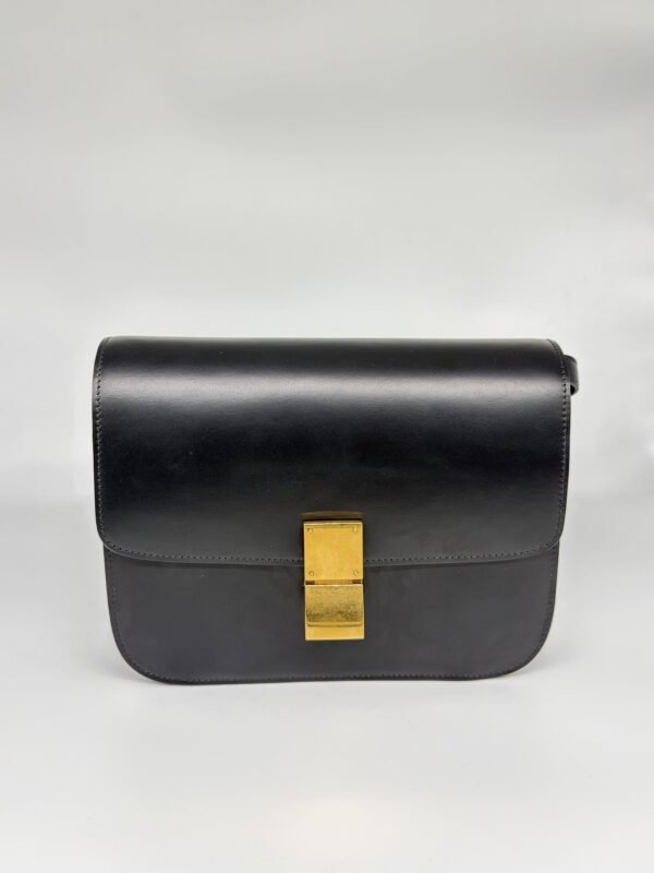 Celine Black Classic Box Medium Leather Bag