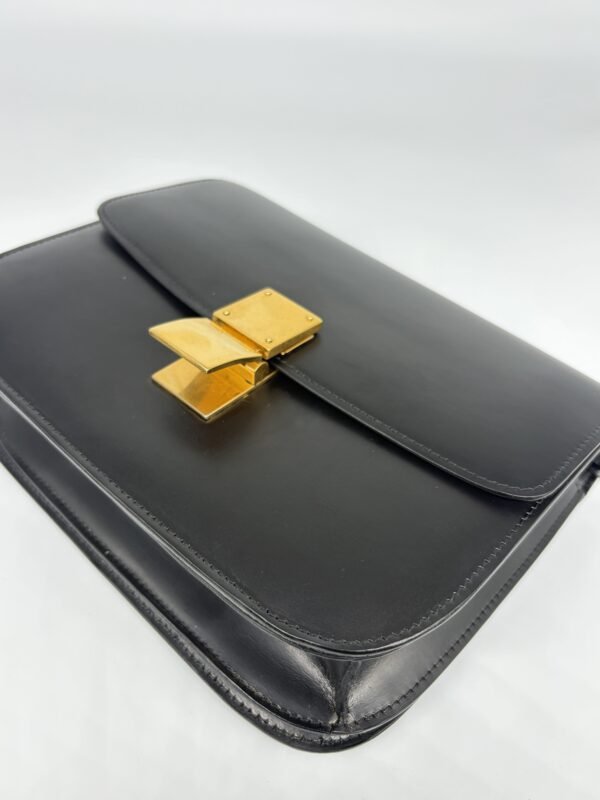 Celine Black Classic Box Medium Leather Bag