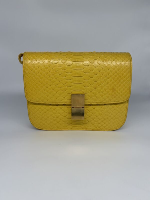 Celine Yellow Python Medium Classic Box Shoulder Bag