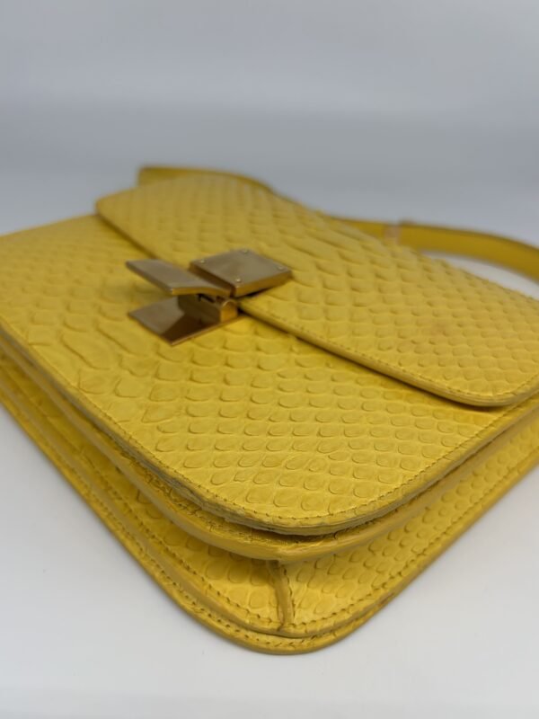 Celine Yellow Python Medium Classic Box Shoulder Bag
