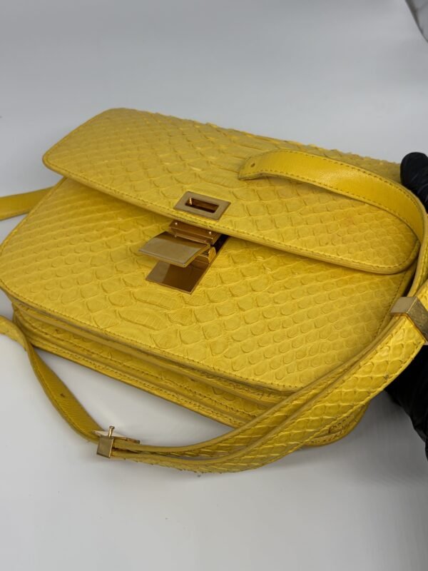 Celine Yellow Python Medium Classic Box Shoulder Bag