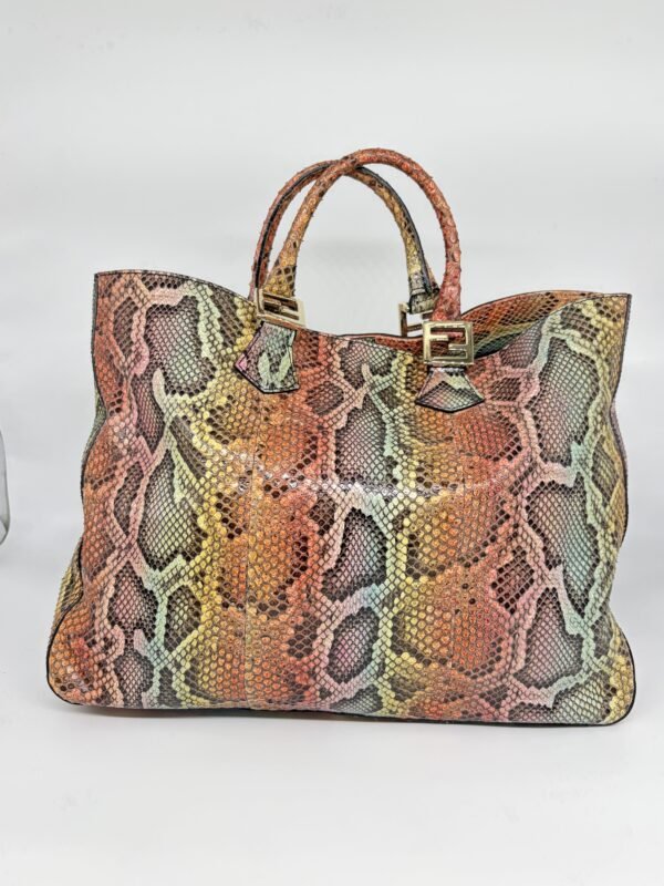 Fendi Twins Tote Multicolor Python Skin Bag