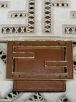 Fendi Ivory White Ff Openwork Embroidered Canvas Baguette Bag