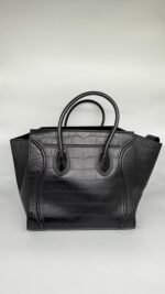 Celine Black Phantom Large Luggage Bag In Corcodile Embossed Leather