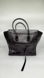 Celine Black Phantom Large Luggage Bag In Corcodile Embossed Leather