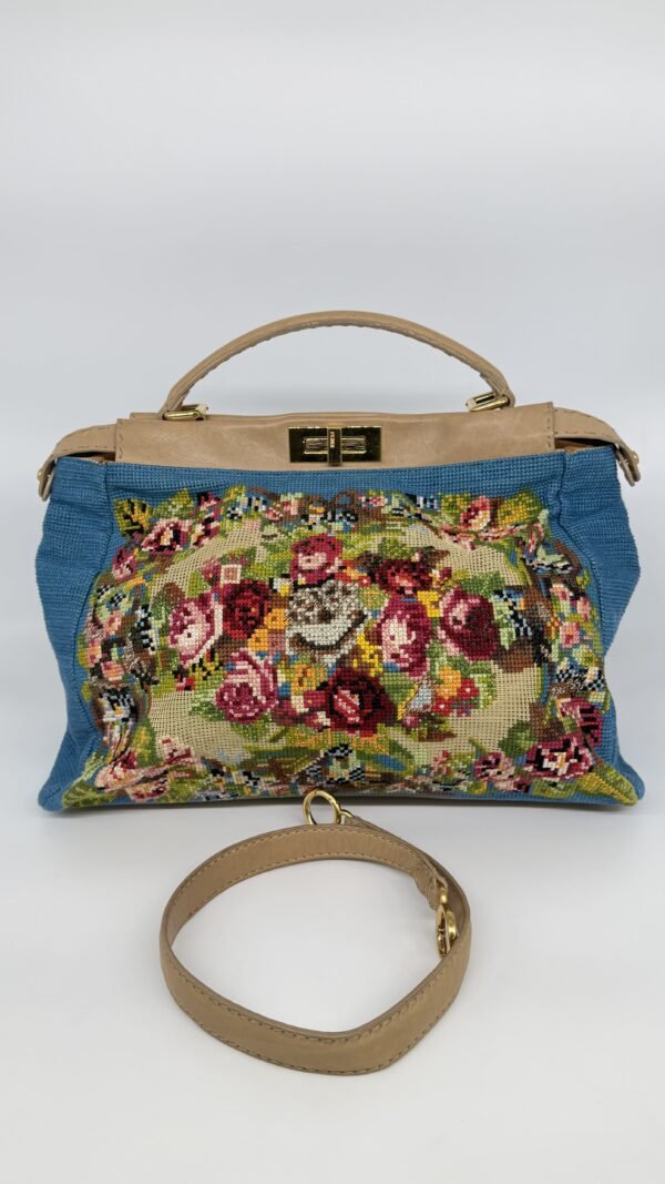 Fendi Multicolor Fabric Large Peekaboo Cross Stitch Bag