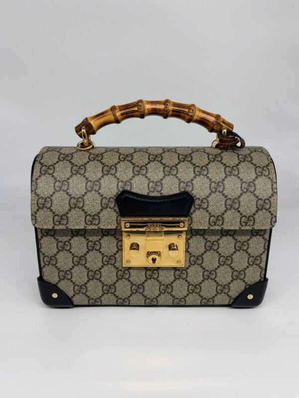 Gucci Bamboo Gg Coated Cnavas Small Shoulder Bag