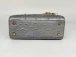 Christian Dior Grey Color Ostrich Mini Lady Dior Bag