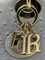 Christian Dior Grey Color Ostrich Mini Lady Dior Bag