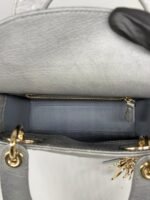Christian Dior Grey Color Ostrich Mini Lady Dior Bag