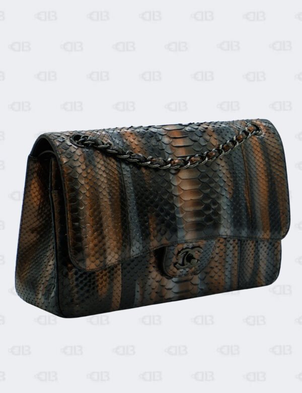 Chanel Metallic Tricolor Python Jumbo Classic Double Flap Bag