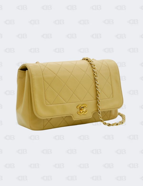 Chanel Beige Vintage Diana Quilted Leather Flap Bag