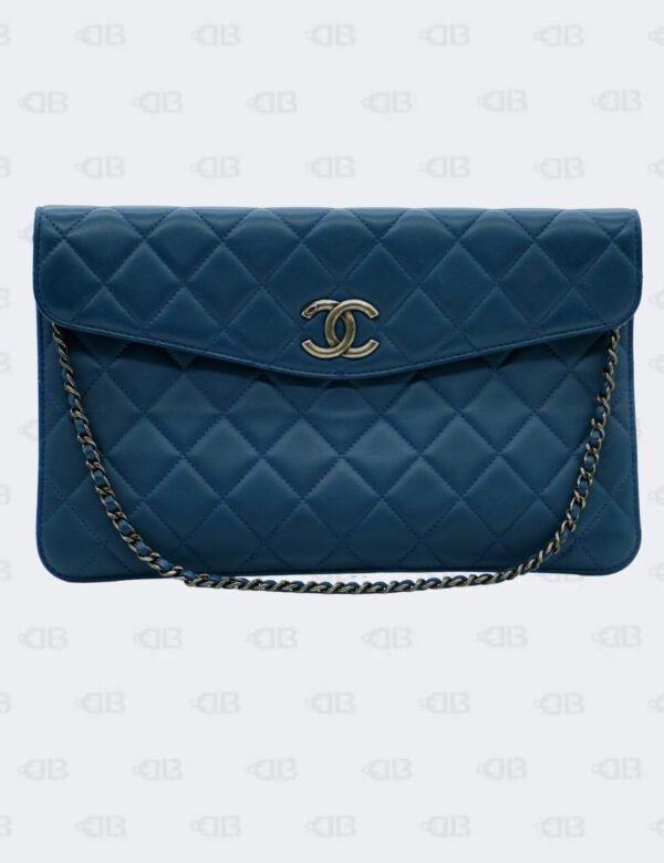 Chanel Navy Blue Quilted Coco Break Pouch