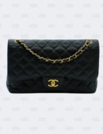 Chanel Black Quilted Caviar Jumbo Classic Double Flap Bag