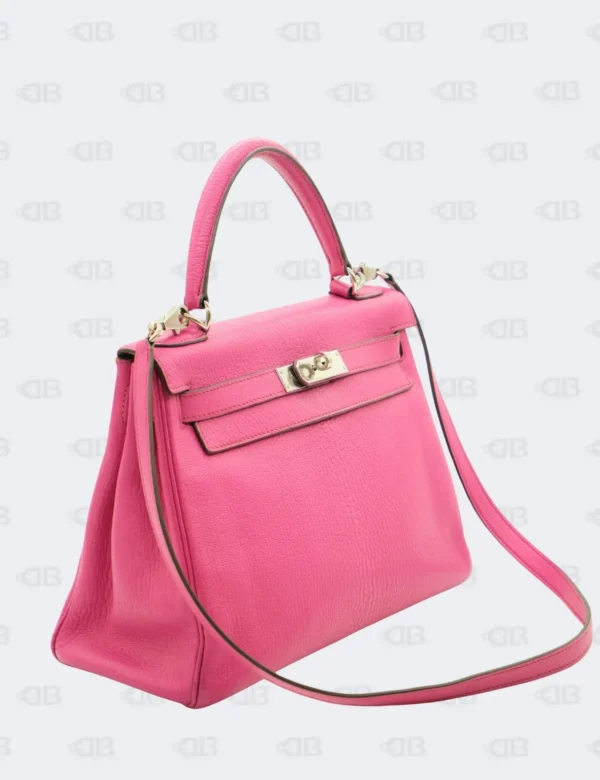 Hermès Kelly 28 Chevre Mysore Rose Pourpre with Palladium Hardware