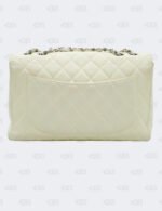 Chanel White Quilted Caviar Jumbo Classic Double Flap Bag
