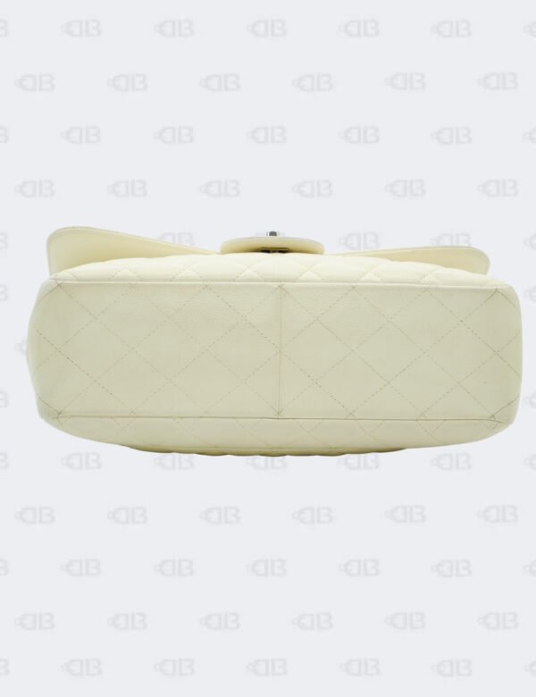 Chanel White Quilted Caviar Jumbo Classic Double Flap Bag