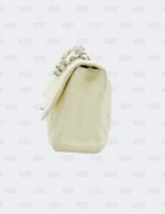 Chanel White Quilted Caviar Jumbo Classic Double Flap Bag