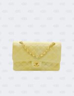 Chanel Yellow Iridescent Glazed Calfskin Medium Classic Double Flap Bag