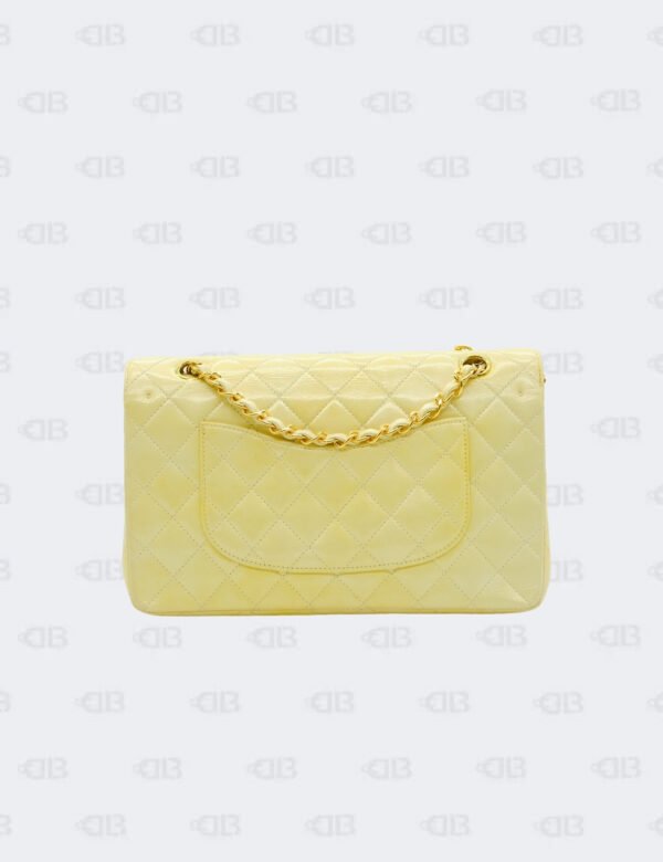 Chanel Yellow Iridescent Glazed Calfskin Medium Classic Double Flap Bag