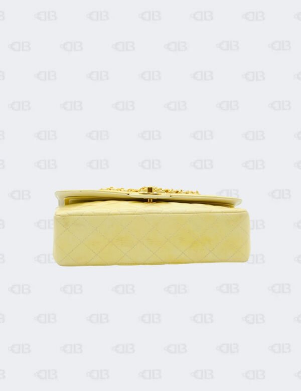 Chanel Yellow Iridescent Glazed Calfskin Medium Classic Double Flap Bag