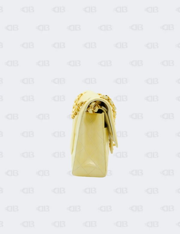 Chanel Yellow Iridescent Glazed Calfskin Medium Classic Double Flap Bag
