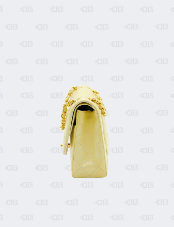 Chanel Yellow Iridescent Glazed Calfskin Medium Classic Double Flap Bag